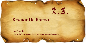 Kramarik Barna névjegykártya